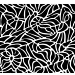 A black and white hand-drawn abstract pattern background in vector format.